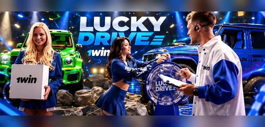 Lucky Drive prize draw at 1win with cars as prizes